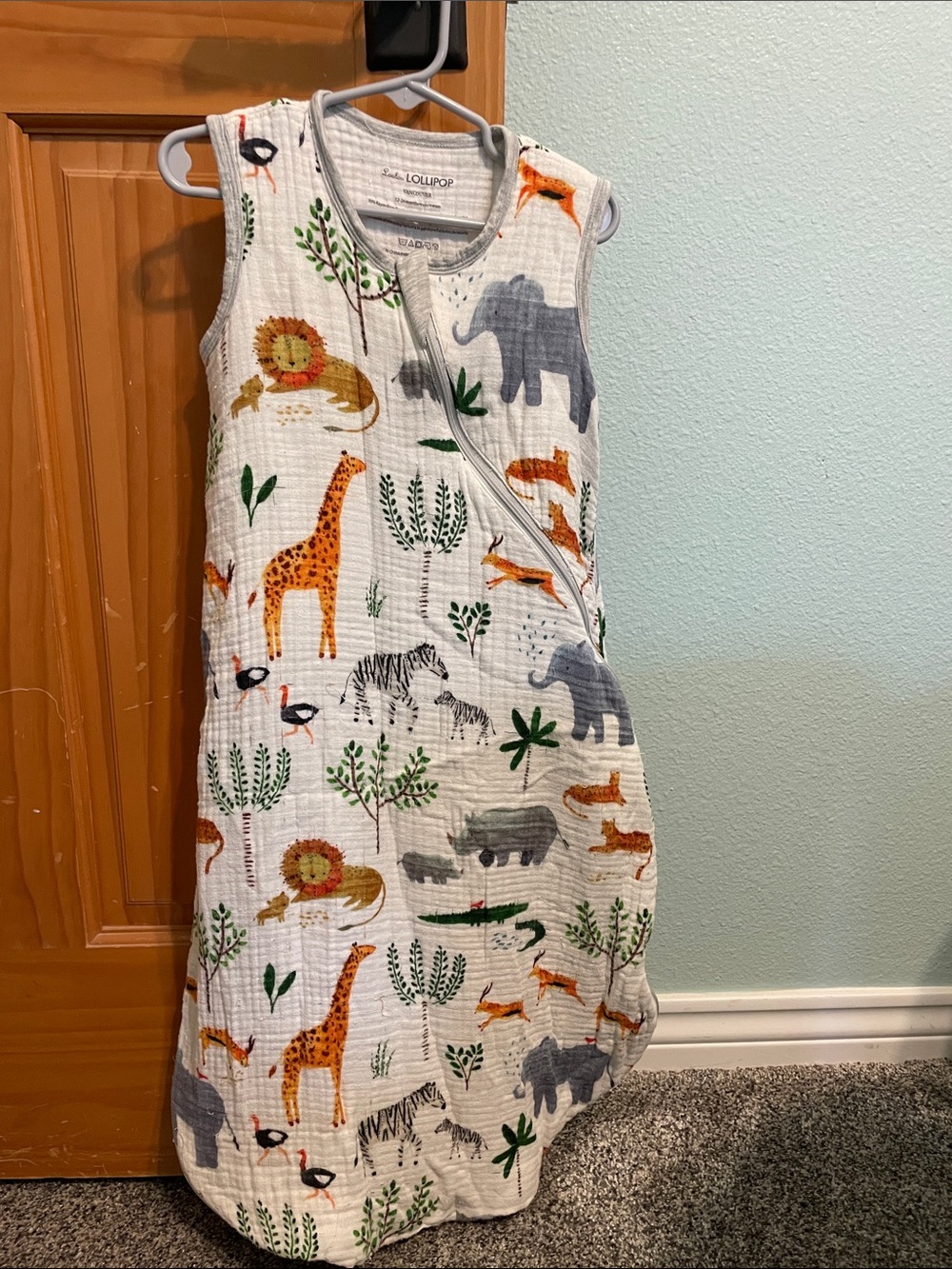 Lullipop White Safari Animal Muslin Kids Sleep Sack